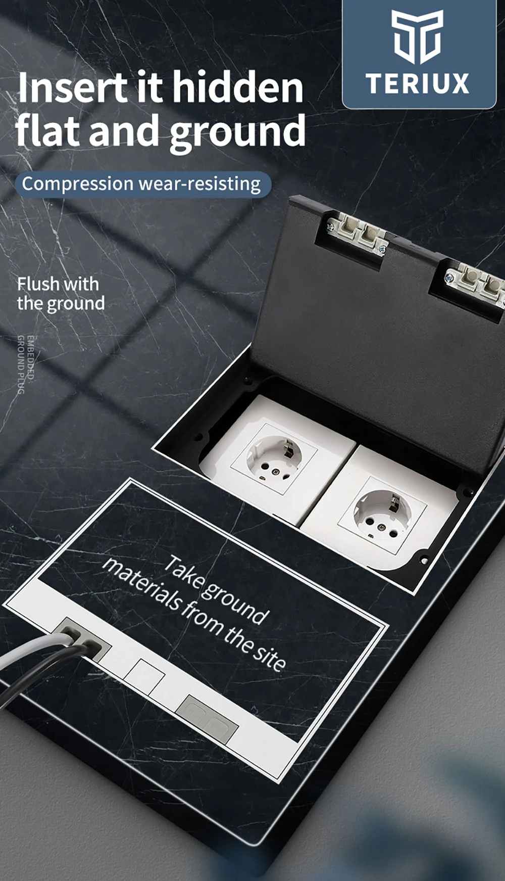 200 recessed floor socket Adjustable bottom box
